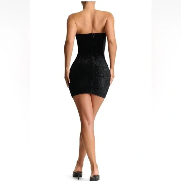 NAKED WARDROBE TEXTURE PLUSH VELVET TUBE DRESS BURGUNDY/WINE  BODYCON BURNOUT - Picture 3 of 14